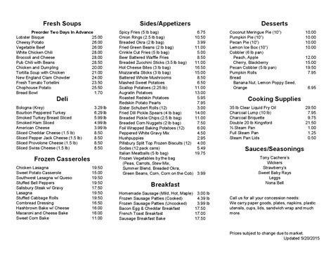 Price List Paynes Meat Sales