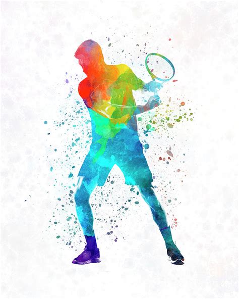 Man Tennis Player 02 In Watercolor Painting By Pablo Romero Pixels