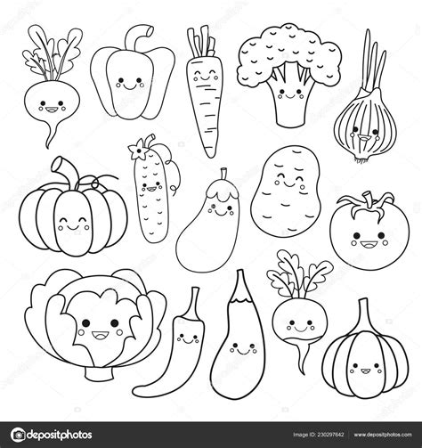 Frutas Y Verduras Kawaii Para Pintar Imagen Para Colorear Images And