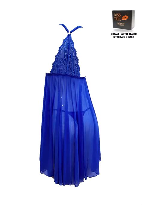 Buy Kiss Tell Premium Willa Lingerie Corset Night Gown Nighties In Blue Online ZALORA