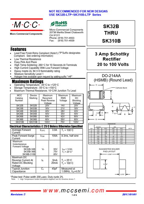 SK32B Datasheet Pdf MCC