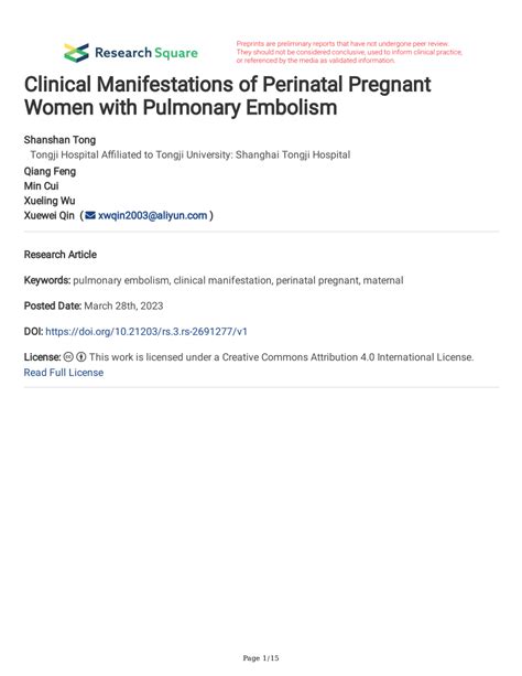 Pdf Clinical Manifestations Of Perinatal Pregnant Women With