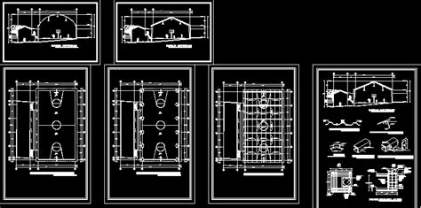 Planos De Techado De Cancha De Usos Multiples En DWG AUTOCAD Canchas