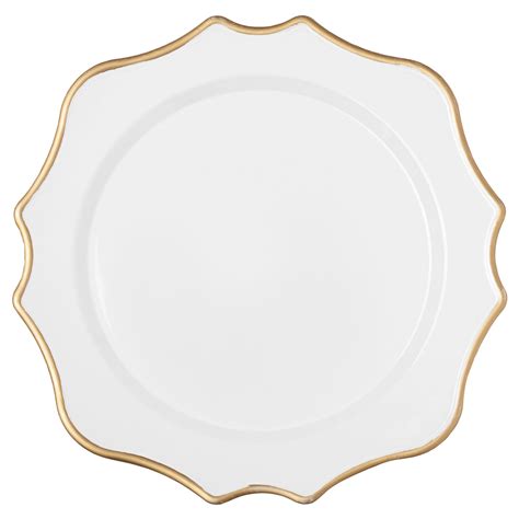 Lotus Scalloped Acrylic 13 Charger Plate White Gold Trimmed Cv Linens