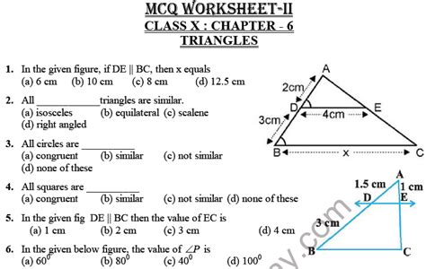 Cbse Class Mathematics Triangles Mcqs Set B Multiple Choice