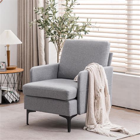 Buy Zimtown Linen Fabric Accent Chairs Mid Century Modern Armchair