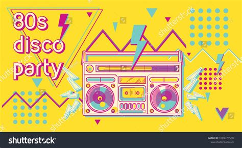 80s Disco Party Funky Colorful Music Stock Vector (Royalty Free ...