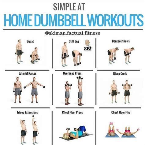 A Poster Showing The Different Exercises For Home Dumbbell Workouts And