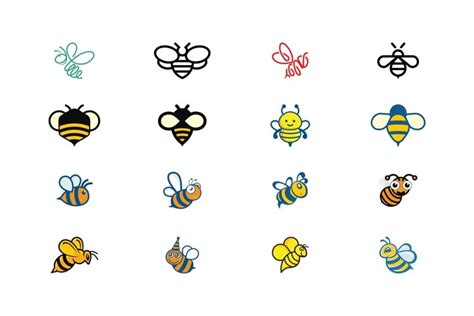 Vector Cartoon Illustration Of A Bee Flying Bee Icon