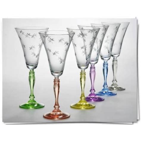 Bohemia Crystal Lot De Verres Vin Victoria Avec Manche Ml