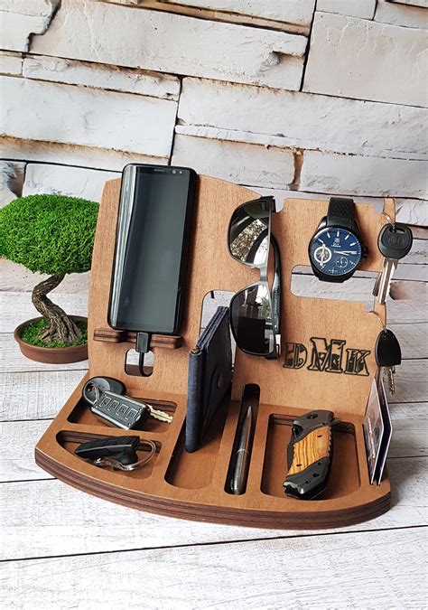 Personalized Desk Organizer Wood Docking Station T For Men Etsy