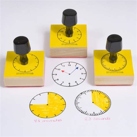 Ready 2 Learn Analog Clock Stamps Set Of 3 Wooden Stamps For