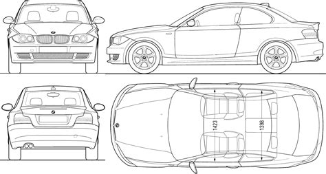 2008 Bmw 1 Series E82 Coupe V3 Blueprints Free Outlines