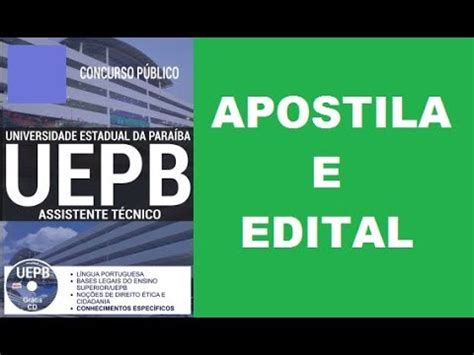 Concurso UEPB 2017 Apostila e Edital para Assistente Técnico YouTube