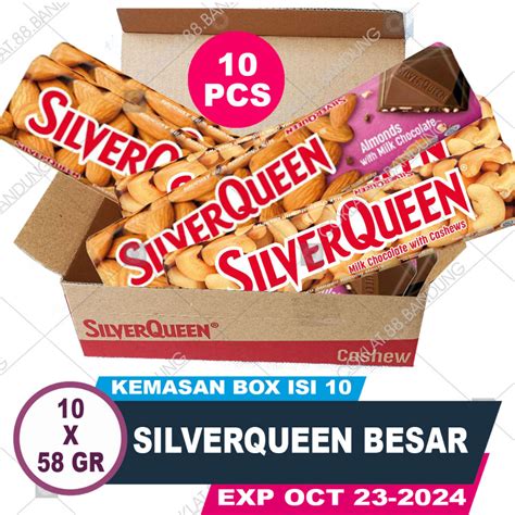 Jual SilverQueen Almond 58gr Isi 10 Pcs 1 Box Cokelat Besar Coklat