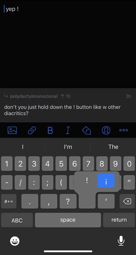 How to Type the Upside-down Exclamation Point ¡ : r/ios