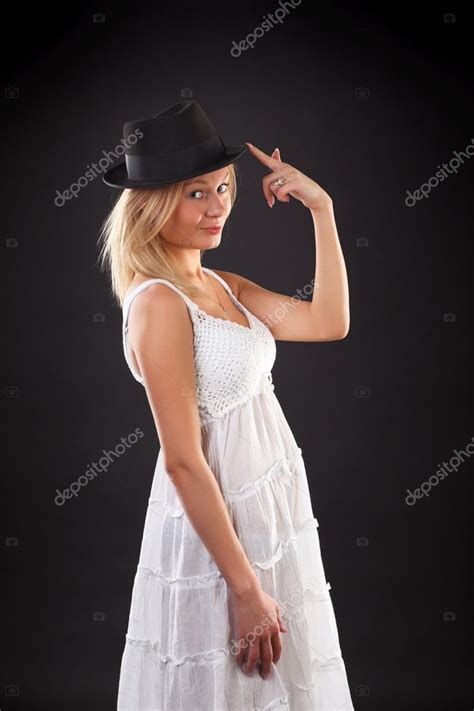 Blonde In Black Hat Stock Photo Izhorov
