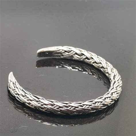 Bracelet 925 Sterling Silver Braided Cuff Bracelet ELIZ Jewelry And Gems