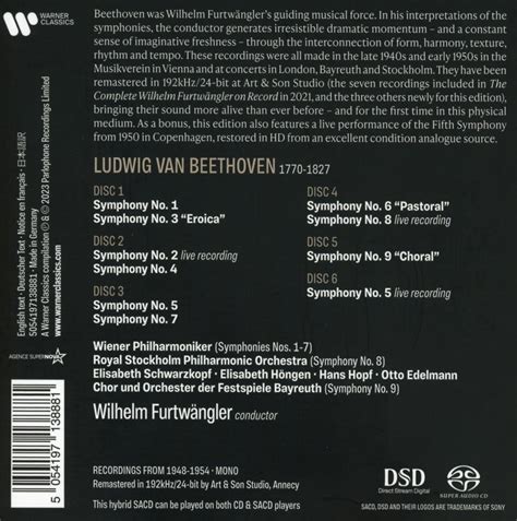 Beethoven The 9 Symphonies Wilhelm Furtwangler Vienna Philharmonic Classicselect World