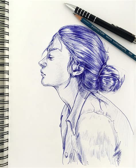 Blue Ballpoint Pen Drawings Behance