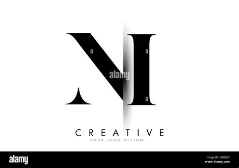 Ni N I Letter Logo Design With Creative Shadow Cut Vector Illustration