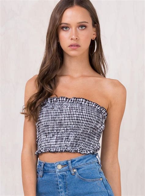 Smock Life Crop Top Gingham Strapless Tube Top Exclusive To Princess