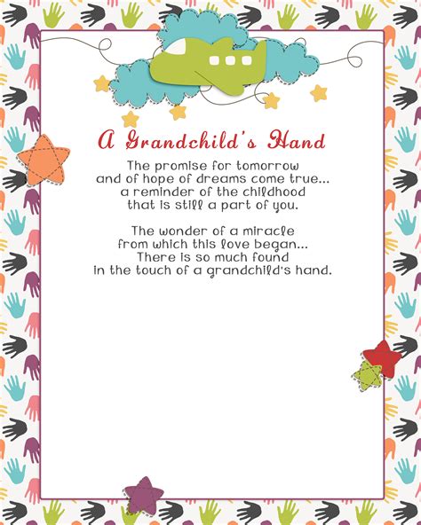 Grandparents Day Handprint Poem Printable - Printable Word Searches