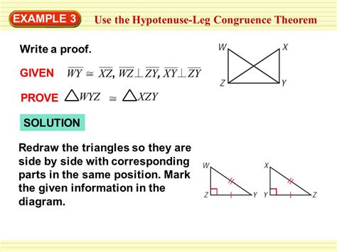 EXAMPLE 3 Use the Hypotenuse-Leg Congruence Theorem Write a proof ...