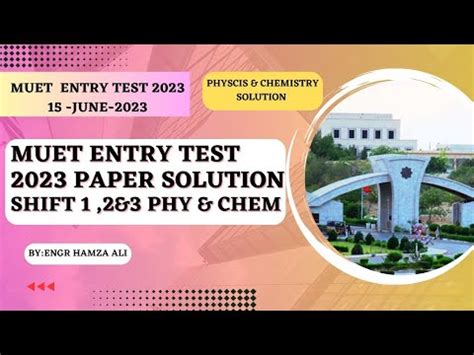 Muet Entry Test Mcq S Phy Chem June Shift