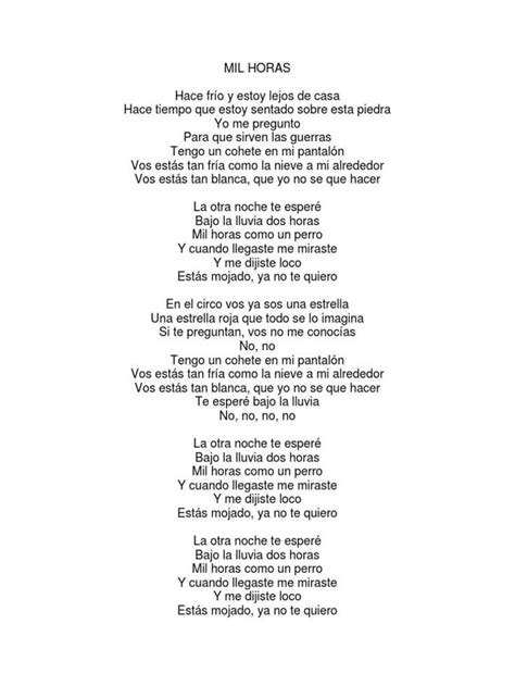 Letra Cancion Mil Horas Abuelos De La Nada Abuelos De La Nada