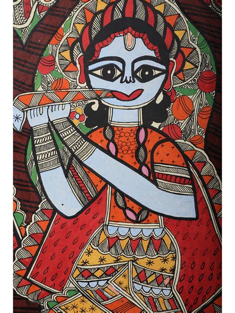 Krishna Leela Madhubani Art Handmade Paper By Ajay Kumar Jha