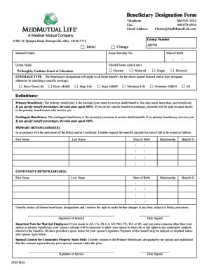 Fillable Online Beneficiary Designation Form TemplatesWord Excel