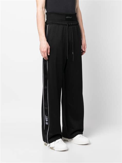 Off White Logo Stripe Track Pants Black Farfetch Uk