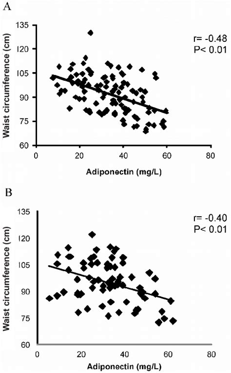 Correlation Between Serum Adiponectin And Waist Circumference In A