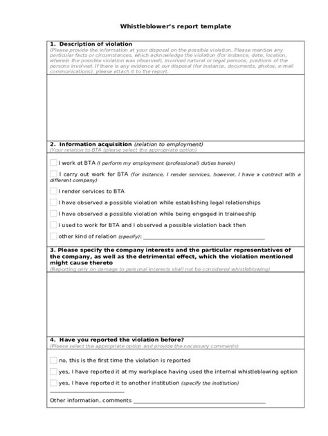 Whistleblowing Report Doc Template Pdffiller