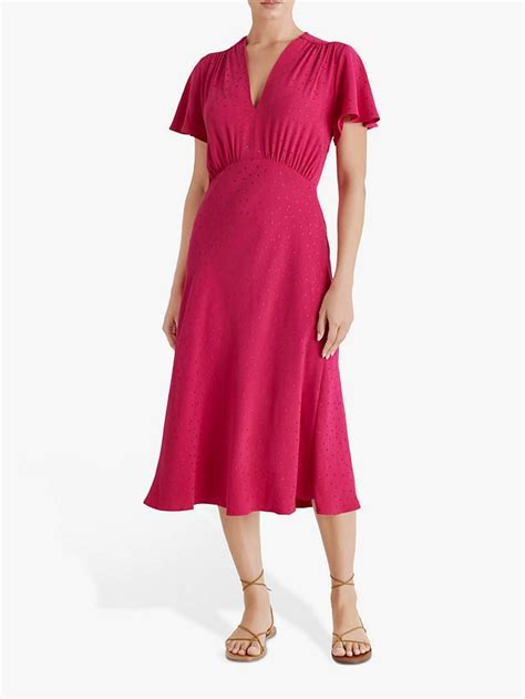 Fenn Wright Manson Yvette Spotted Midi Dress Raspberry Midi Dress