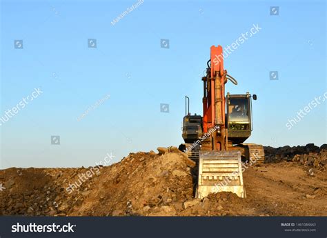 Excavator Construction Site During Earthworks Laying Stock Photo Edit