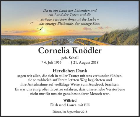 Traueranzeigen von Cornelia Knödler Aachen gedenkt