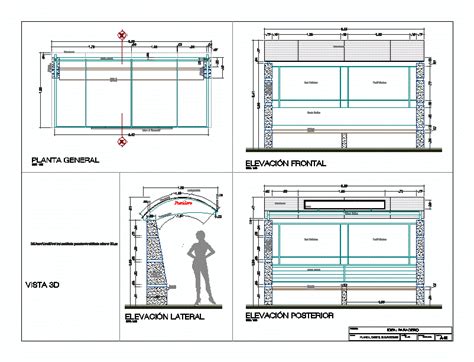 Parada De Autobuses En Dwg 8181 Kb Librería Cad