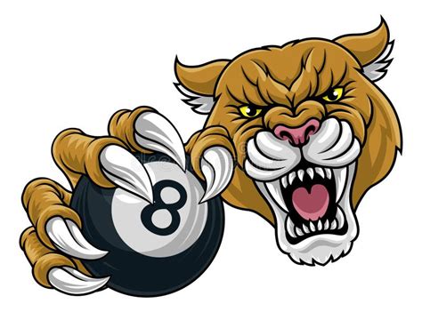 Cougar Panther Lion Puma Pool Billiards Mascot Stock Vector