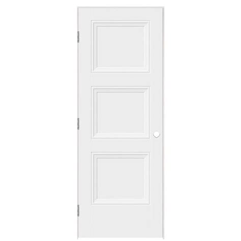 Masonite Livingston 30 In X 80 In Primed 3 Panel Square Solid Core Primed Molded Composite Left