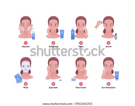 Daily Skin Care Routine Concept Vector Stock Vector Royalty Free