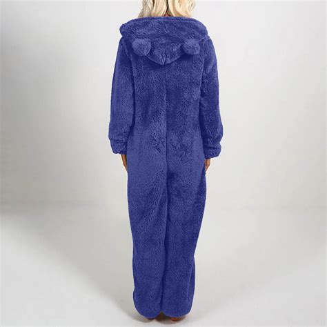 Annhoo Womens Fleece Pajamas Jumpsuits Winter Warm Zipper Up Long