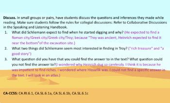 Studysync Unit First Read Discussion Questions The Hero Schliemann