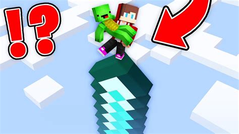 Jj And Mikey Surviving On The Longest Diamond Sword Minecraft Maizen Youtube