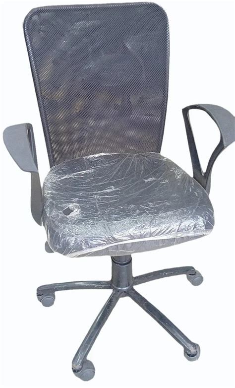 Polyester Hanger Medium Back Revolving Office Chair Black At Rs