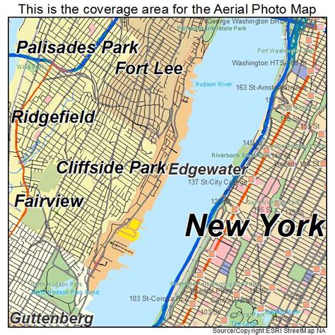 Aerial Photography Map of Edgewater, NJ New Jersey