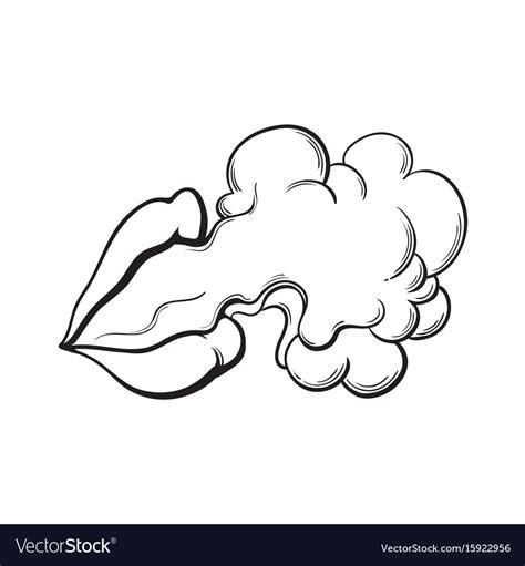 Lips With Smoke Drawing Curlyhairdigitalarttutorial