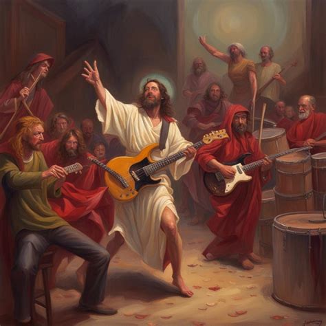 Jesus And Satan Playing In A Band Ai Generated Artwork Nightcafe