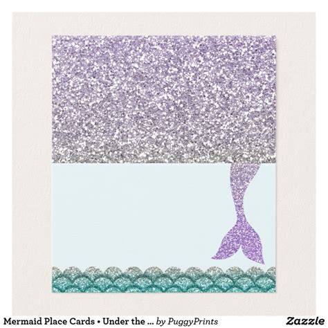 Mermaid Place Cards • Under The Sea Tent Cards Zazzle Mermaid Birthday Party Mermaid